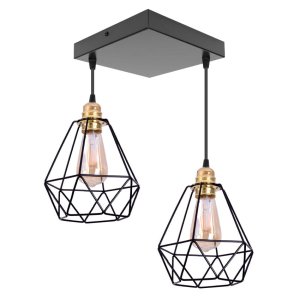 Lampa sufitowa z 2 abażurami drucianymi 2222