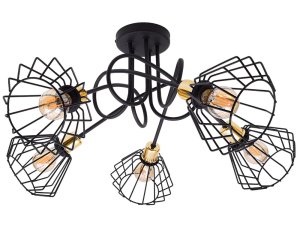 Lampa sufitowa stylowa czarna ze złotem 5 Kali 1415cz LOFT LED  