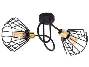 Lampa sufitowa stylowa czarna ze złotem 2 Kali 1412cz LOFT LED   