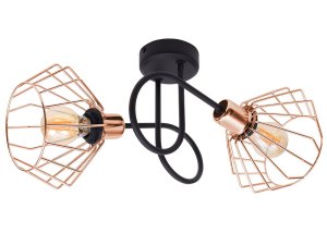 Lampa sufitowa stylowa czarna z miedzianymi abażurami 2 Kali 1412KM LOFT LED     