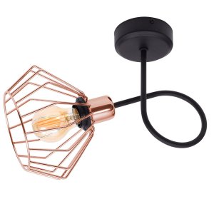 Lampa sufitowa stylowa czarna z miedzianym abażurem 1 Kali 1411KM LOFT LED      