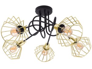 Lampa sufitowa stylowa czarna ze złotymi abażurami 5 Kali 1415KZ LOFT LED    