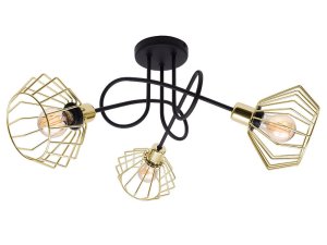 Lampa sufitowa stylowa czarna ze złotymi abażurami 3 Kali 1413KZ LOFT LED     