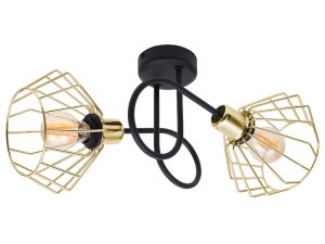 Lampa sufitowa stylowa czarna ze złotymi abażurami 2 Kali 1412KZ LOFT LED      
