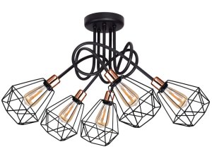 Lampa sufitowa stylowa czarna z miedzią 5 Balo 2280 LOFT