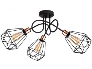 Lampa sufitowa stylowa czarna z miedzią 3 Balo 2283 LOFT 