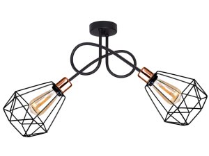 Lampa sufitowa stylowa czarna z miedzią 2 Balo 2282 LOFT  