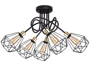 Lampa sufitowa stylowa czarna ze złotem 5 Balo 2290 LOFT 