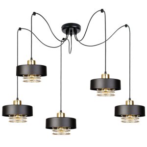 Lampa sufitowa pająk Maya  5 czarny ze złotem 2250Z