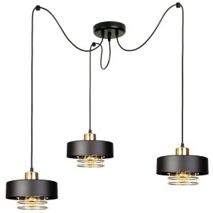 Lampa sufitowa pająk Maya 3 czarny ze złotem 2253Z