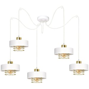 Lampa sufitowa pająk Maya  5 biała ze złotem, srebrem, lub miedzią 2250BZ 