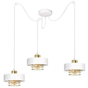 Lampa sufitowa pająk Maya 3 biały ze złotem, srebrem lub miedzią 2253BZ 