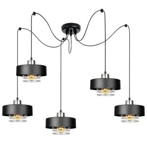 Lampa sufitowa pająk Maya  5 czarna ze srebrem 2250CS