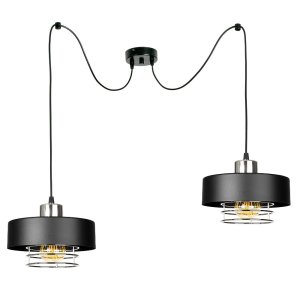 Lampa sufitowa pająk Maya 2 czarna ze srebrem 2252CS
