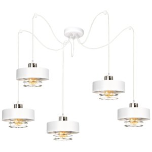 Lampa sufitowa pająk Maya  5 biała ze srebrem 2250BS