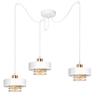 Lampa sufitowa pająk Maya 3 biały z miedzią 2253BM