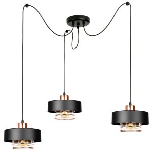 Lampa sufitowa pająk Maya 3 czarna z miedzią 2253-CM
