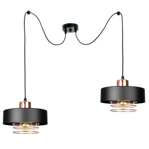 Lampa sufitowa pająk Maya 2 czarna z miedzią 2252-CM