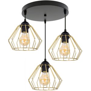 Lampa sufitowa wisząca Kali Gold 1203kz, czarna ze złotymi abażurami  