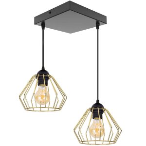 Lampa sufitowa wisząca Kali Gold 1302kz, czarna ze złotymi abażurami   