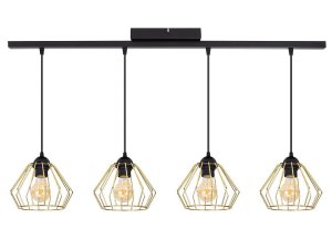 Lampa sufitowa wisząca Kali Gold 1505kz, czarna ze złotymi abażurami    