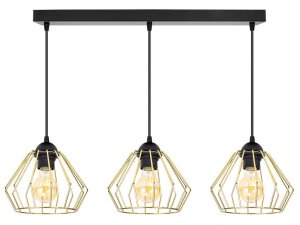 Lampa sufitowa wisząca Kali Gold 1309kz, czarna ze złotymi abażurami     