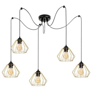 Lampa wisząca sufitowa pająk Kali Gold Typ:1205kz czarna ze złotem