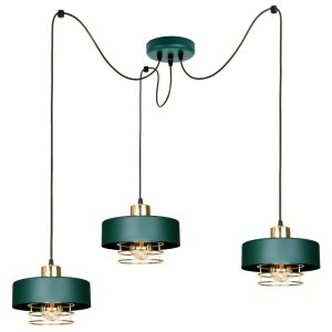 Lampa sufitowa pająk Maya 3 zielony ze złotem, srebrem lub miedzią 2253-GG