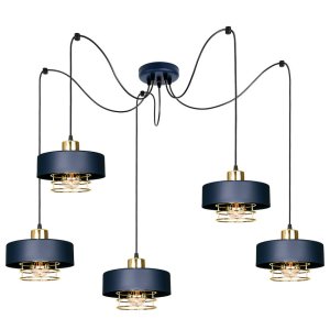 Lampa sufitowa pająk Maya  5 granatowy ze złotem, srebrem lub miedzią 2250-GZ