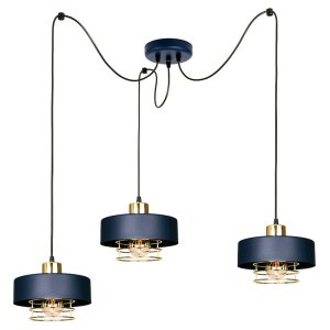 Lampa sufitowa pająk Maya 3 granatowy ze złotem, srebrem lub miedzią 2253-GZ