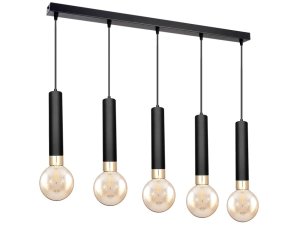Lampa sufitowa Tube 3385-CZ czarna ze złotem + żarówki