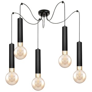Lampa sufitowa Tube 3380-CZ czarna ze złotem + żarówki