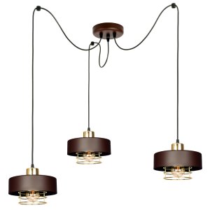 Lampa sufitowa pająk Maya 3 brązowy ze złotem 2253-BRZ