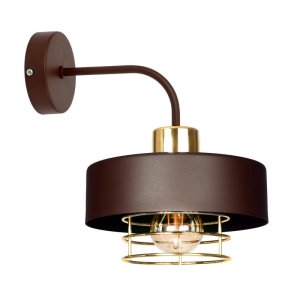 Lampa ścienna 1 klosz Maya 2259-BRZ brązowa ze złotem