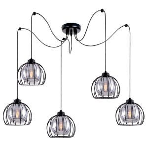 Lampa sufitowa pająk Paloma  5 czarny ze srebrnym szkłem 4450-CS