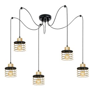 Lampa sufitowa pająk Kaya  5 czarny ze złotem 2280-Z