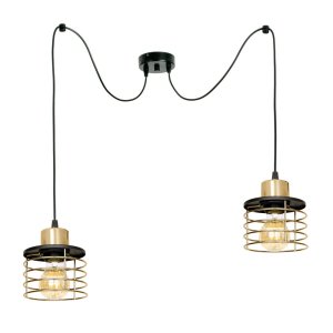 Lampa sufitowa pająk Kaya 2 czarny ze złotem 2282-Z