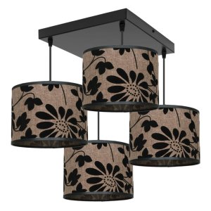 Lampa sufitowa Zaya 1754 abażury czarny zamsz na lnie