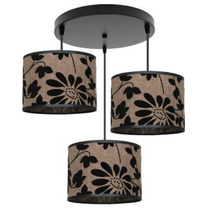 Lampa sufitowa Zaya 1756 abażury czarny zamsz na lnie