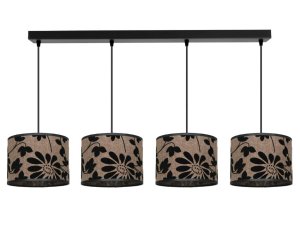 Lampa sufitowa Zaya 1755 abażury czarny zamsz na lnie