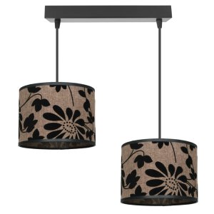 Lampa sufitowa Zaya 1757 abażury czarny zamsz na lnie