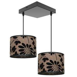 Lampa sufitowa Zaya 1758 abażury czarny zamsz na lnie