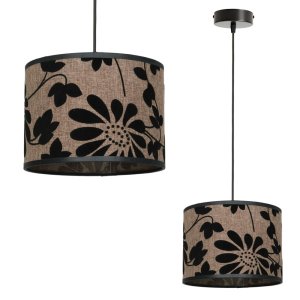 Lampa sufitowa Zaya 1751/2 abażur czarny zamsz, na lnie