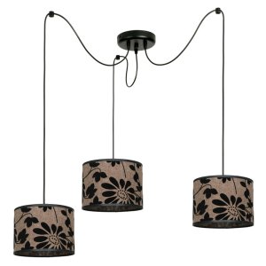 Lampa sufitowa pająk Zaya  1753 abażury czarny  zamsz, na lnie 