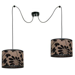 Lampa sufitowa pająk Zaya 1752 abażury czarny  zamsz, na lnie 