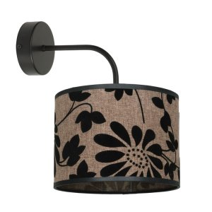 Lampa ścienna kinkiet Zaya 1 abażur czarny zamsz, na lnie 1759