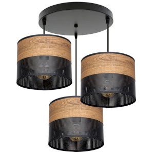 Lampa sufitowa Dora 6056 abażury czarne ze wzorem drewna