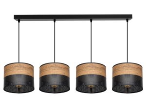 Lampa sufitowa Dora 6055 abażury czarne  z wzorem drewna