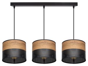 Lampa sufitowa Dora 6053/2 abażury czarne z wzorem drewna