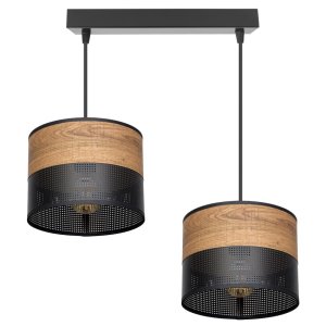Lampa sufitowa Dora 6057 abażury czarne z wzorem drewna